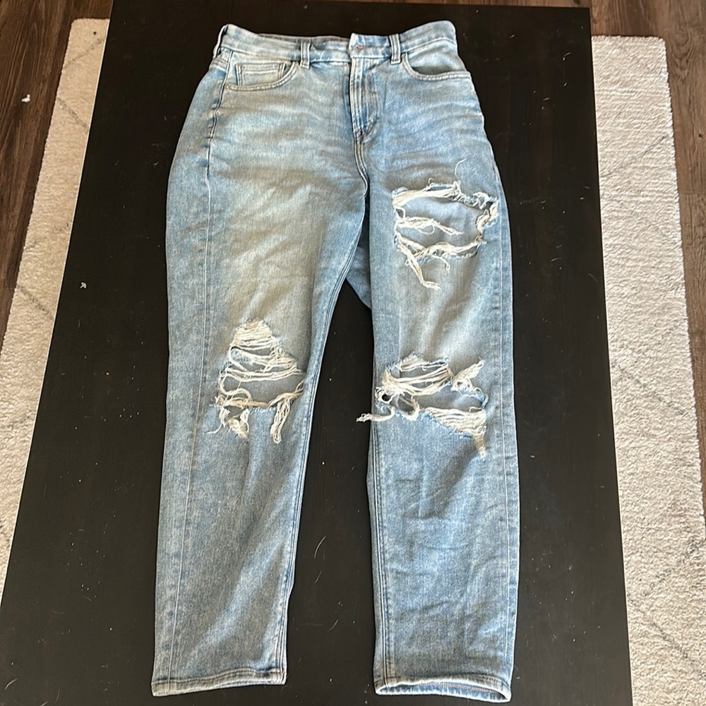 American Eagle Curvy Distressed Mom Jeans